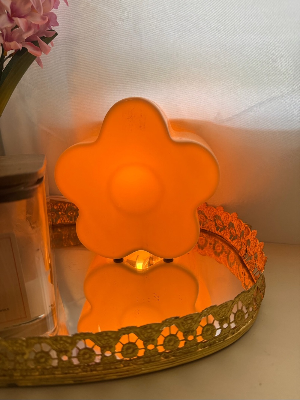 Hobby Lobby Orange Flower-Shaped Accent Lantern